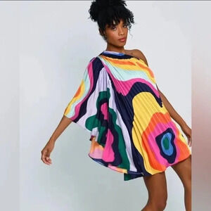 NWOT Hutch | Kai Swing Accordion Pleated One Shoulder Mini Dress - Size S